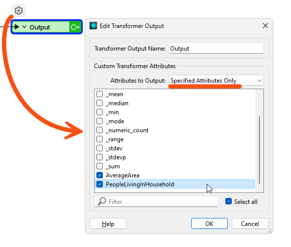 Exposing an output attribute in a custom transformer